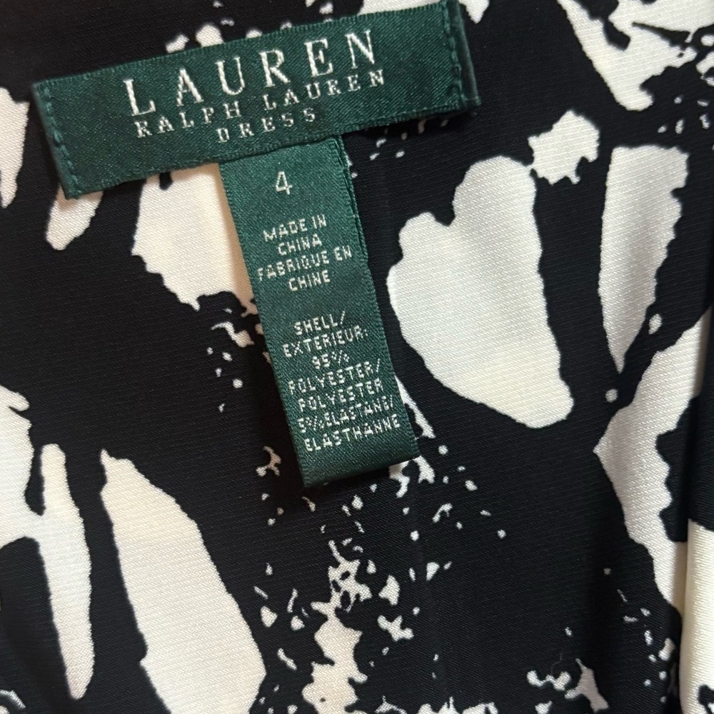 Lauren Ralph Lauren Black and Cream faux wrap dress floral - Picture 3 of 3
